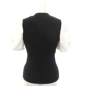 CELFORD × ハナエモリ HANAE MORI 23SS ペタルスリーブニットプルオーバー カットソー 切替 半袖 36 黒 白 ブラック