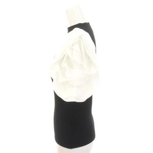 CELFORD × ハナエモリ HANAE MORI 23SS ペタルスリーブニットプルオーバー カットソー 切替 半袖 36 黒 白 ブラック