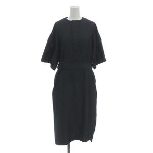 デニムワンピース ロング 五分袖 1 紺 ネイビー