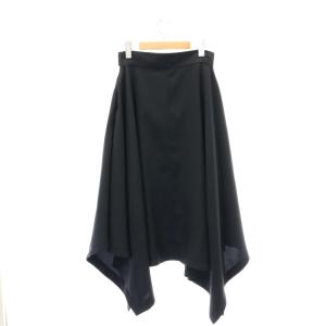 HYKE イレギュラーヘムミディスカート フレア ミモレ ロング 1 S 黒 ブラック