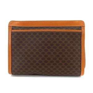CELINE ヴィンテージ マカダム柄 クラッチバッグ セカンド  PVC×レザー 茶 ブラウン OS