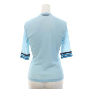 VIVIENNE TAM MICRO RUFFLE MESH カットソー 五分袖 メッシュ フリル シアー リブ ライン 40 ライトブルー マルチカラー