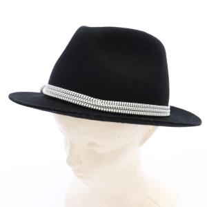 ウールハット 中折れ帽 紐 57 黒 ブラック