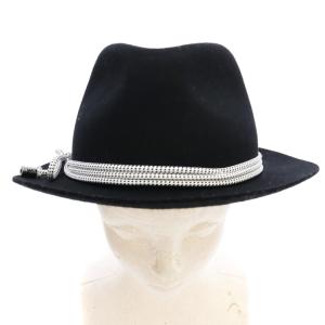 EMPORIO ARMANI ウールハット 中折れ帽 紐 57 黒 ブラック