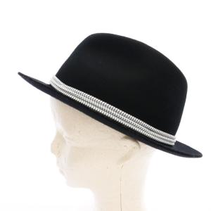 EMPORIO ARMANI ウールハット 中折れ帽 紐 57 黒 ブラック