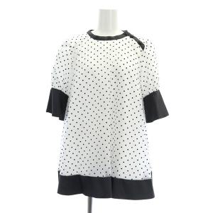 クリーミードットブラウス 五分袖 1 白 ホワイト 黒 ブラック /MF OS