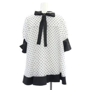 SONO クリーミードットブラウス 五分袖 1 白 ホワイト 黒 ブラック /MF OS