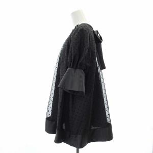 SONO クリーミードットブラウス 五分袖 パフスリーブ バックリボン プルオーバー シアー 1 黒 ブラック /CX