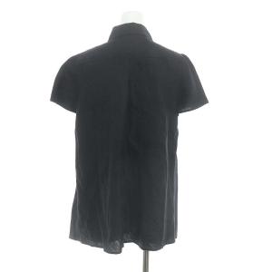 BURBERRY LONDON タック ショートスリーブ シャツ チュニック 半袖 リネン 44 黒 ブラック