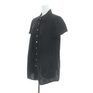 BURBERRY LONDON タック ショートスリーブ シャツ チュニック 半袖 リネン 44 黒 ブラック