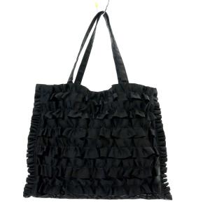 TO BE CHIC 総フリル トートバッグ ハンド ナイロン 黒 ブラック