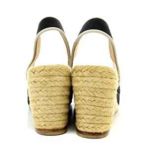 Christian Louboutin サンダル オープントゥ ウェッジソール ストラップ 36 23.0cm 黒 ブラック オフホワイト