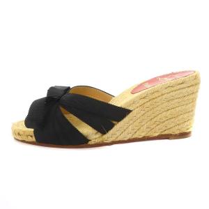 Christian Louboutin ウェッジソールリボンサンダル ミュール ウェッジソール 36 23.0cm 黒 ブラック