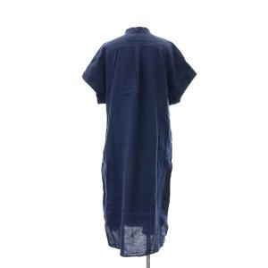 POLO RALPH LAUREN シャツワンピース 半袖 ロング 前開き リネン 6 165/92A 紺 ネイビー