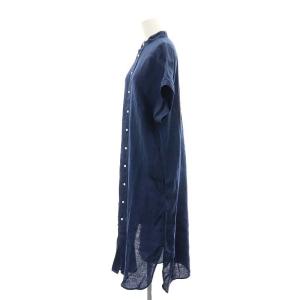 POLO RALPH LAUREN シャツワンピース 半袖 ロング 前開き リネン 6 165/92A 紺 ネイビー