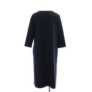 TOCCA CRISTMASROSE SMILE フラワーモチーフドレス ワンピース 七分袖 ミモレ ロング F 紺 ネイビー