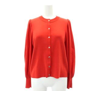 ドットボタンギャザースリーブカーディガン 長袖 38 M 赤 レッド /SY OS