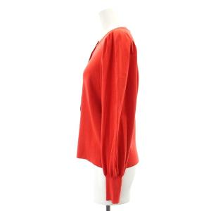 M-Premier ドットボタンギャザースリーブカーディガン 長袖 38 M 赤 レッド /SY OS