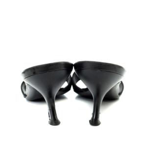 CHANEL ココマークリボンミュール サンダル 5cmヒール 36.5 23.5cm 黒 ブラック