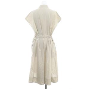 BLUE LABEL CRESTBRIDGE ハーフボタンワンピース ロング ミモレ フレンチスリーブ 38 ライトベージュ