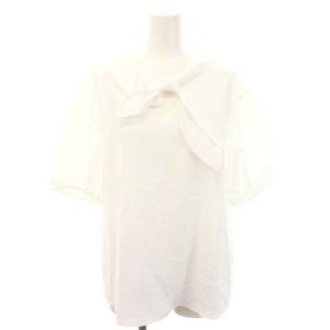 24SS プロセスドコットン スカーフタイブラウス 半袖 36 白 ホワイト /MI OS SH