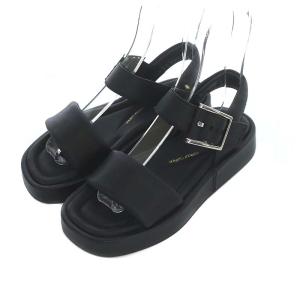 alda strap サンダル 厚底 ストラップ スクエアトゥ レザー UK3 22.0cm 黒 ブラック