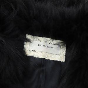 ESTNATION ラビットファー ベスト ジレ Vネック ラクーンファー 黒 ブラック