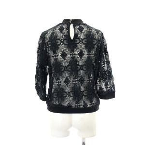 CLANE CLASSIC LACE TOPS ブラウス プルオーバー レース 五分袖 2 黒 ブラック