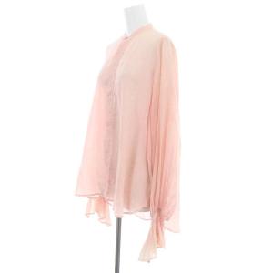 suzukitakayuki bishop-sleeve blouse ブラウス バンドカラー 長袖 シアー コットン ピンク