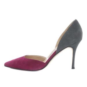 MANOLO BLAHNIK テイラー Taylor パンプス ポインテッドトゥ ハイヒール 37 24.0 赤 レッド グレー