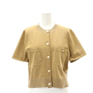 23SS ハーフスリーブニットジャケット カーディガン 半袖 クルーネック 2 ベージュ /MY OS