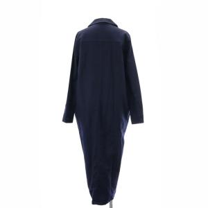 Y's リネン混 シャツワンピース ロング 長袖 リネン混 1 紺 ネイビー