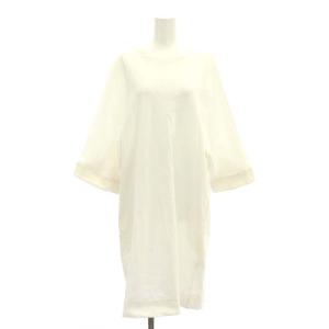 レギュレーション REGULATION コットンシャツワンピース 膝丈 七分袖 バックボタン リボン 2 白 ホワイト キナリ