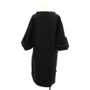 LIMI feu シャツワンピース 膝丈 長袖 Uネック ロールアップ S 黒 ブラック