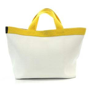 Hervé Chapelier リュクススクエアトートM バッグ ホワイト イエロー