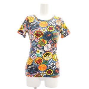 KINKY SLICK 総柄 ピチTシャツ カットソー 半袖 F マルチカラー 紺 ネイビー