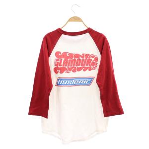 HYSTERIC GLAMOUR バックロゴ ラグランロンT カットソー 長袖 F 赤 レッド 白 ホワイト