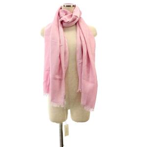 BVLGARI ロゴマニア 大判ストール シルク フリンジ ピンク