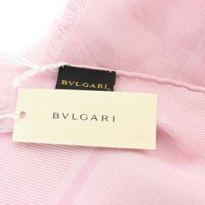 BVLGARI ロゴマニア 大判ストール シルク フリンジ ピンク