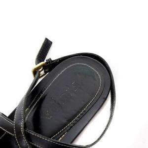 PRADA フラットサンダル レザー 24.5cm 黒 ブラック
