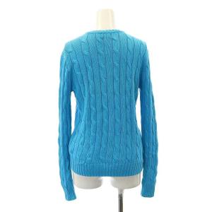 POLO RALPH LAUREN ポニー刺繍 ケーブルニット セーター 長袖 プルオーバー S 水色