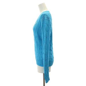 POLO RALPH LAUREN ポニー刺繍 ケーブルニット セーター 長袖 プルオーバー S 水色