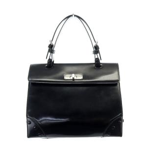 レザー ハンドバッグ フラップ 黒 ブラック /YQ OS