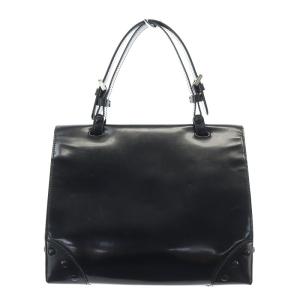 GIORGIO ARMANI レザー ハンドバッグ フラップ 黒 ブラック /YQ OS