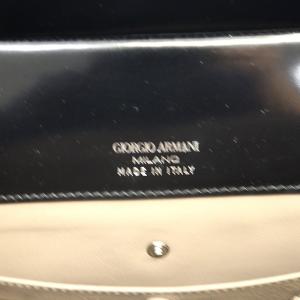 GIORGIO ARMANI レザー ハンドバッグ フラップ 黒 ブラック /YQ OS