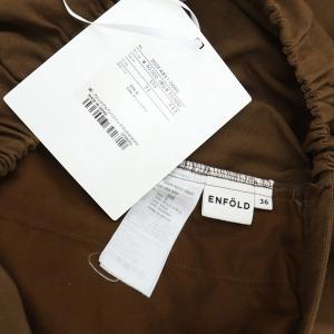 ENFOLD 22AW W PEトロピカル Vase TROUSERS サルエルパンツ タック ウール 36 茶 ブラウン