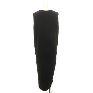 ATON SUVIN60 2 ノースリーブワンピース ロング マキシ コットン 02 黒 ブラック /DO OS