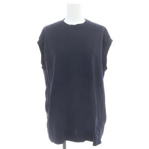 Cotton Crew Neck Seeveless カットソー ノースリーブ ロゴ刺繍 1 紺 ネイビー