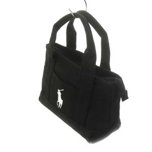 POLO RALPH LAUREN キャンバス地 ロゴ ハンドバッグ 黒 ブラック 白 ホワイト