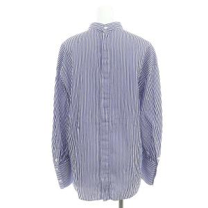 ENFOLD ストライププルオーバ?ブラウス シャツ 長袖 38 紺 白 ネイビー ホワイト
